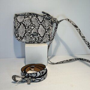 Urban Outfitters Purse small & matching Belt 37" Snakeskin Gray/Black